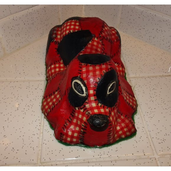 Vintage Red & Black Patchwork Dog Door Stopper decoupage - Picture 2 of 10